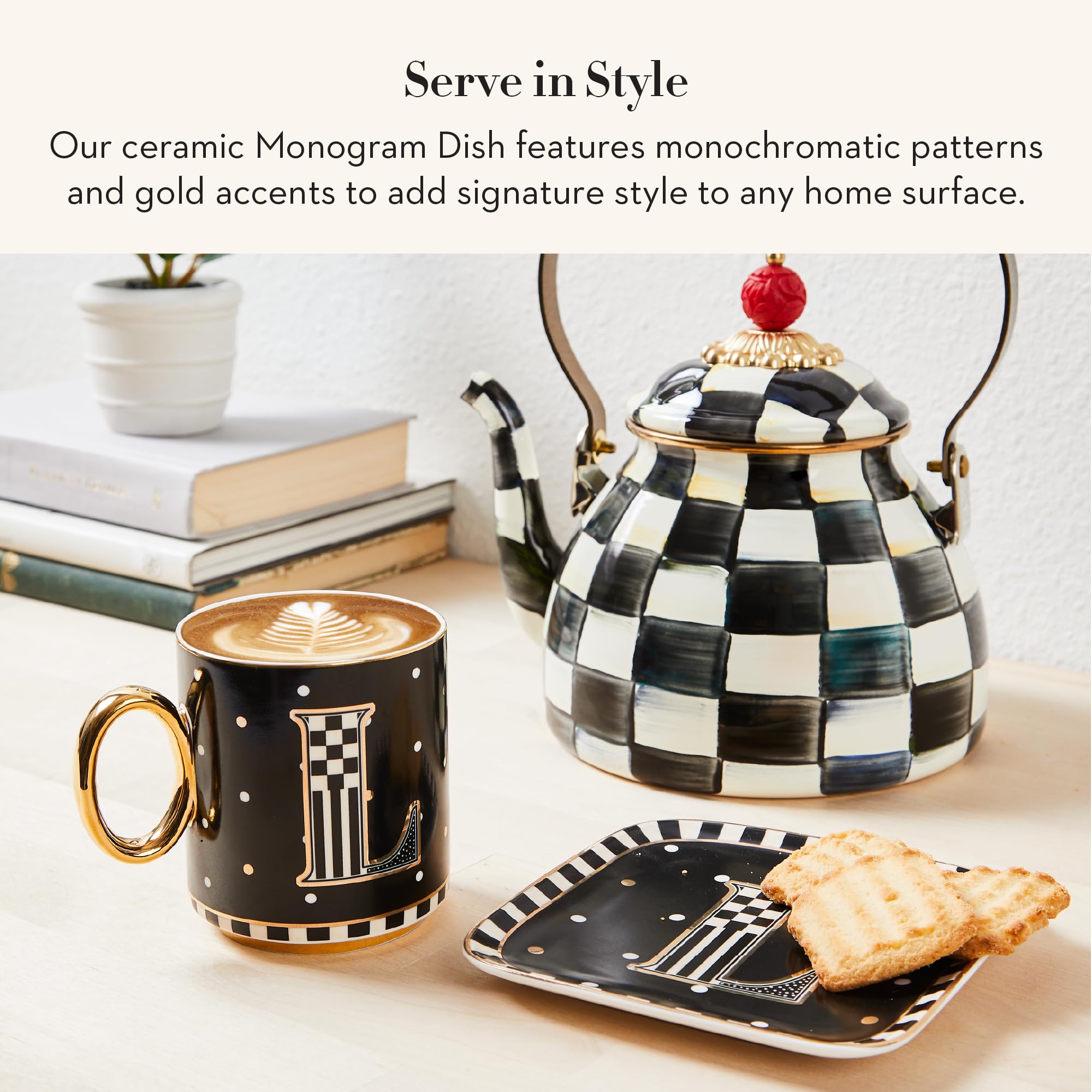 Amazon.com: MACKENZIE-CHILDS Ceramic Monogram Dish, Decorative